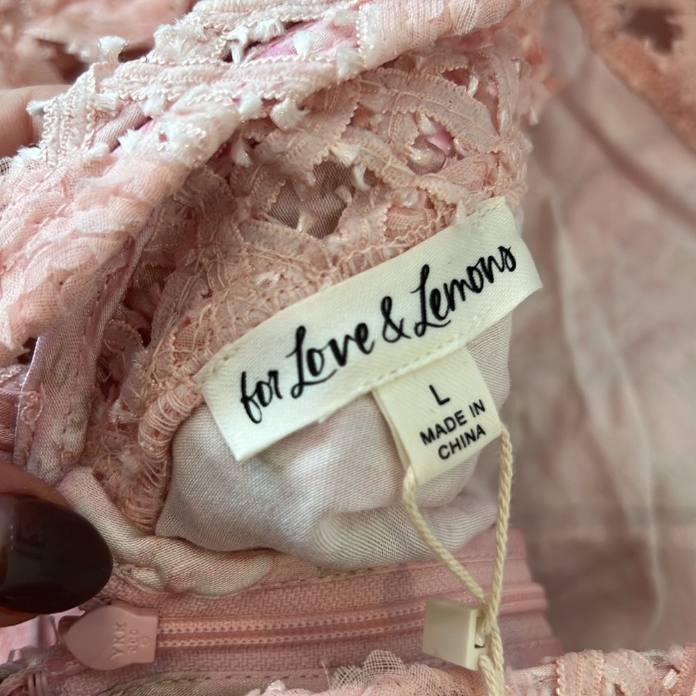 nwt FOR LOVE AND LEMONS Revolve Alessia Mini Floral Dress in Pink - Picture 12 of 13